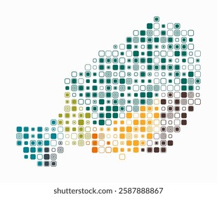 Niger, shape of the country build of colored cells. Digital style map of the Niger on white background. Large size rounded square blocks. Simple vector illustration.