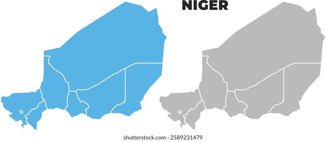 Niger simple maps flat illustration