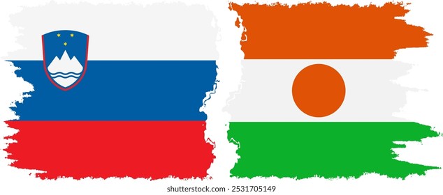 Niger and Slovenia grunge flags connection, vector