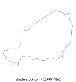 Niger - solid black outline border map of country area. Simple flat vector illustration.