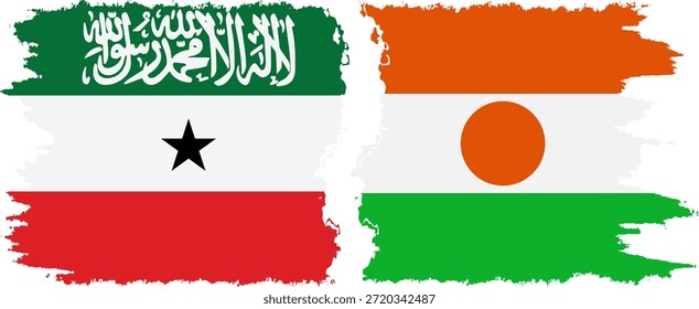 Grunge-Flaggen aus Niger und Somaliland, Vektorgrafik