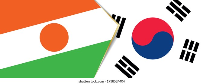 Niger and South Korea flags, two vector flags symbol of relationship or confrontation.