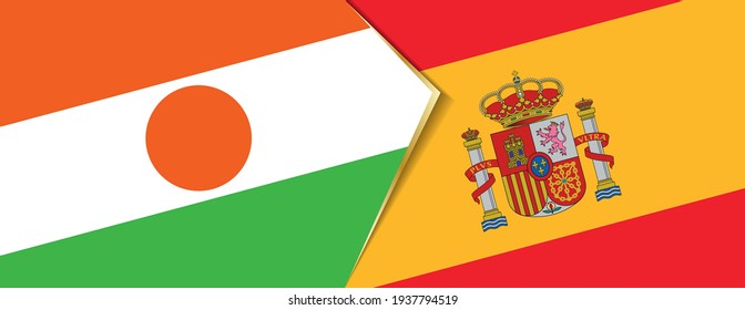 Niger and Spain flags, two vector flags symbol of relationship or confrontation.