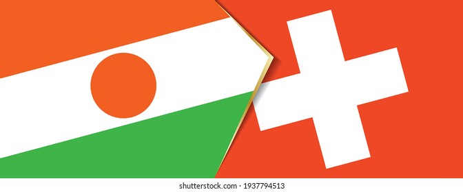 Niger und die Schweiz Flaggen, zwei Vektorfahnen Symbol für Beziehung oder Konfrontation.