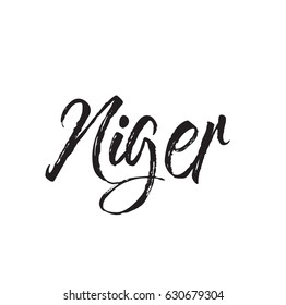 niger, text design. Vector calligraphy. Typography poster. Usable as background.