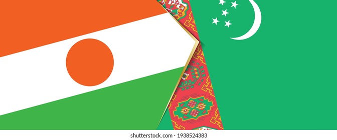 Niger and Turkmenistan flags, two vector flags symbol of relationship or confrontation.