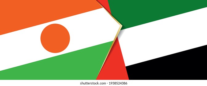 Banderas del Níger y los Emiratos Árabes Unidos, dos banderas vectoriales símbolo de relación o enfrentamiento.