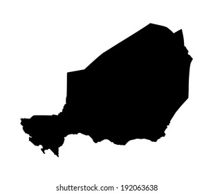 Niger vector map silhouette isolated on white background. High detailed silhouette illustration. Country in Central Africa.