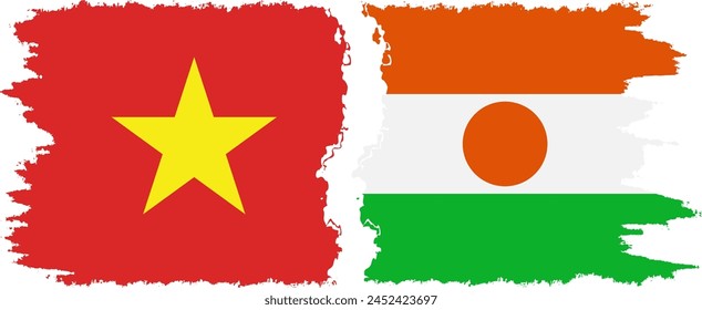 Niger and Vietnam grunge flags connection, vector