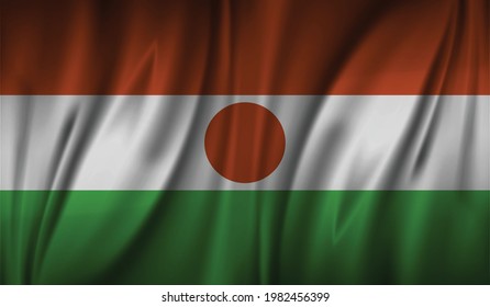 Bandera ondulada del Níger, disposición plana, ilustración vectorial