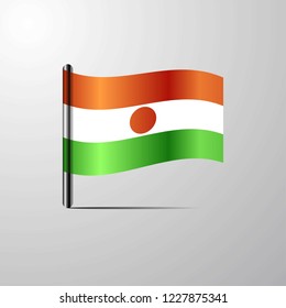 Niger waving Shiny Flag design vector