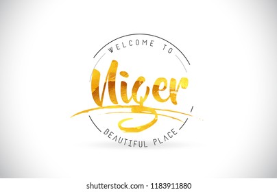 Niger Welcome To Word Text with Handwritten Font and Golden Texture Design Illustration Vector.