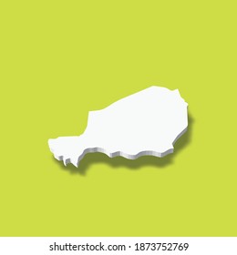 Niger - white 3D silhouette map of country area with dropped shadow on green background. Simple flat vector illustration.