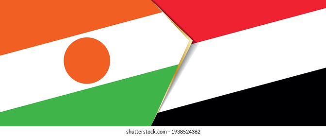 Niger and Yemen flags, two vector flags symbol of relationship or confrontation.