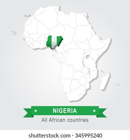 Nigeria. All the countries of Africa. Flag version.