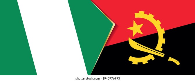 Nigeria and Angola flags, two vector flags symbol of relationship or confrontation.