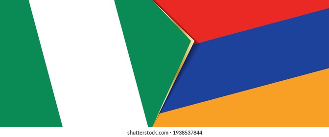Nigeria and Armenia flags, two vector flags symbol of relationship or confrontation.