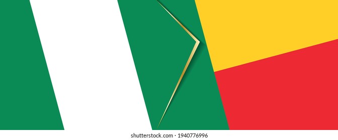 Banderas de Nigeria y Benín, dos banderas vectoriales símbolo de relación o enfrentamiento.