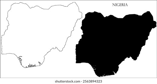 Nigeria Blank Map, Nigeria Map Outline Vector Images