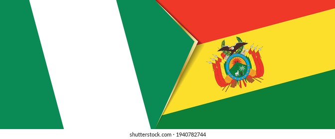 Nigeria and Bolivia flags, two vector flags symbol of relationship or confrontation.