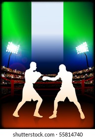 Nigeria Boxing Event with Stadium Background and Flag Original Illustration
