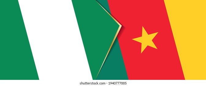 Nigeria and Cameroon flags, two vector flags symbol of relationship or confrontation.