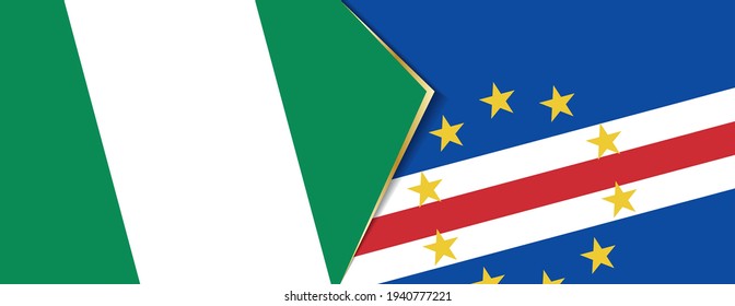 Nigeria and Cape Verde flags, two vector flags symbol of relationship or confrontation.