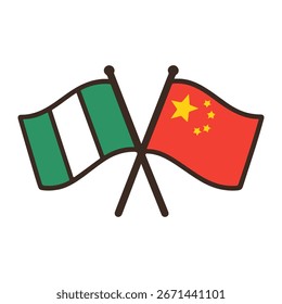 Vector de banderas cruzadas de Nigeria y China sobre fondo blanco
Banderas del país Vector que se cruzan