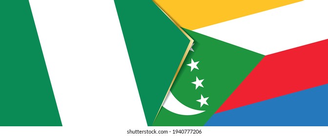 Nigeria und die Komoren flaggen, zwei Vektorfahnen Symbol für Beziehung oder Konfrontation.