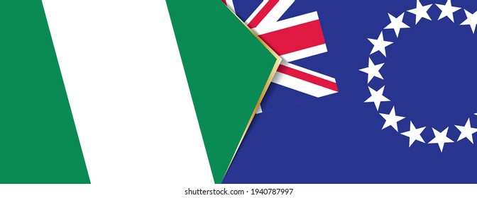 Banderas de Nigeria y las Islas Cook, dos banderas vectoriales símbolo de relación o enfrentamiento.