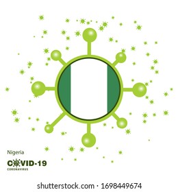 Nigeria Coronavius Flag Awareness Background. Stay home, Stay Healthy. Take care of your own health. Pray for Country