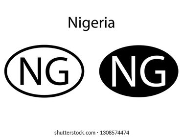 Nigeria  country code icon.  Iso code country domain name.   NG  - Nigeria  abbreviated. vector
