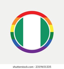 Nigeria country flag circle - lgbt flag graphic element Illustration template design
