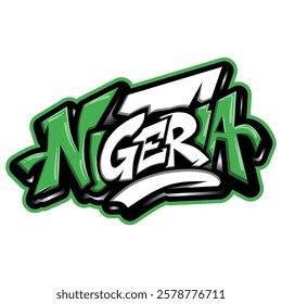 nigeria country flag in graffiti art style