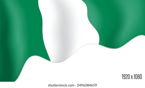 Nigeria country flag realistic independence day background. Nigeria commonwealth banner in motion waving, fluttering in wind. Festive patriotic HD format template for independence day