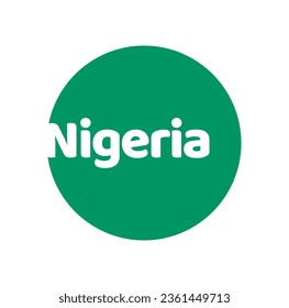 Nigeria country name typography in a national flag color.