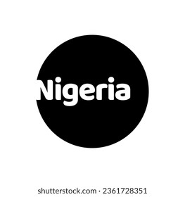 Nigeria country name typography in round shape.