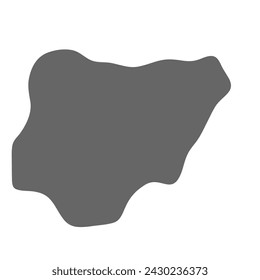 Nigeria country simplified map. Grey stylish smooth map. Vector icons isolated on white background.