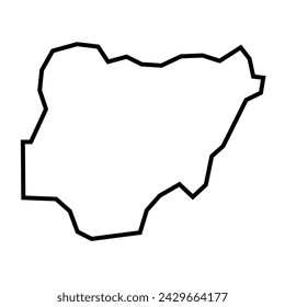Nigeria country thick black outline silhouette. Simplified map. Vector icon isolated on white background.