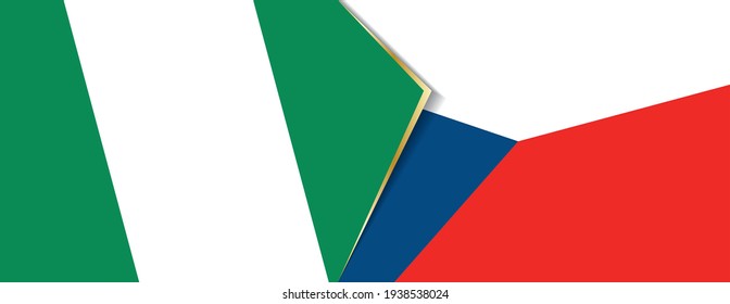 Nigeria and Czech Republic flags, two vector flags symbol of relationship or confrontation.