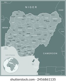 Nigeria - detailed map with administrative divisions country. Vector illustration