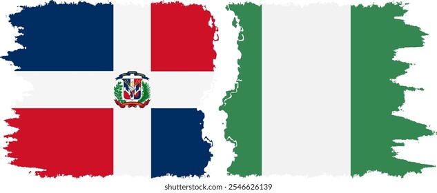 Nigeria and Dominican Republic grunge flags connection, vector