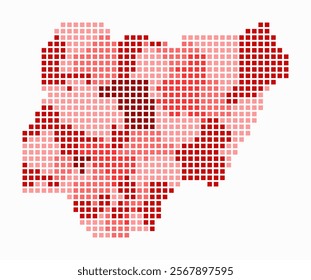 Nigeria dotted map. Digital style map of the country on white background. Nigeria shape with square dots. Colored dots style. Large size squares. Creative vector illustration.