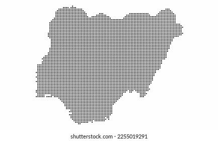 Nigeria dotted map with grunge texture in dot style. Abstract vector illustration of a country map with halftone effect for infographic. 