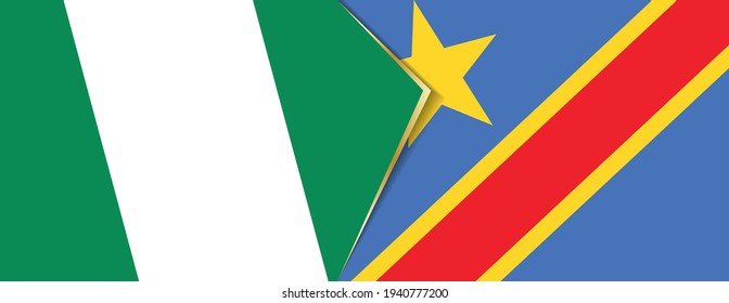Nigeria und der DR Kongo sind Flaggen, zwei Vektorflaggen Symbol für Beziehung oder Konfrontation.