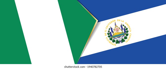 Nigeria and El Salvador flags, two vector flags symbol of relationship or confrontation.