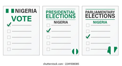 Nigeria elections Voting ballot mockup for presidential and parliamentary elections