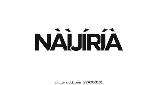 emblema de Nigeria para la prensa y la web. El diseño presenta estilo geométrico, ilustración vectorial con tipografía audaz en fuente moderna. Letras gráficas de eslóganes aisladas en fondo blanco.