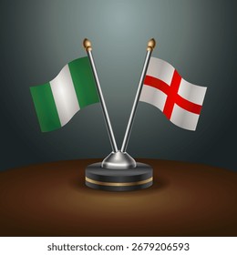 Nigeria und England Tabellenflaggen Beziehung mit Farbverlauf-Hintergrund. Vektorgrafik