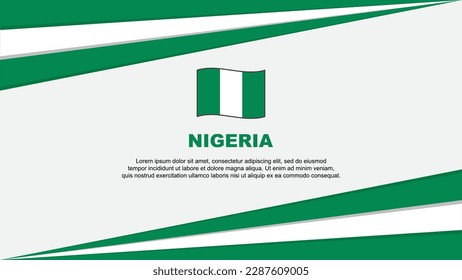 Plantilla de diseño de fondo de resumen de bandera de Nigeria. Ilustración de vectores de caricaturas del Día de la Independencia de Nigeria. Diseño de Nigeria